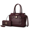 MKF Collection Isla Crocodile Embossed Vegan Leather Womens Satchel Bag by Mia K with wallet -2 pieces (Color Wine) EasyOptionXY LLC