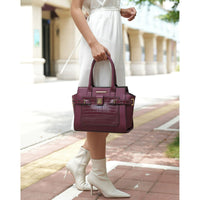 MKF Collection Isla Crocodile Embossed Vegan Leather Womens Satchel Bag by Mia K with wallet -2 pieces (Color Wine) EasyOptionXY LLC