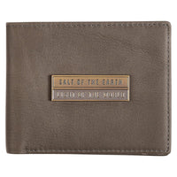 Christian Art Gifts Genuine Full Grain Leather RFID Blocking Scripture Wallet for Men: Salt of the Earth - Matthew 5:13 Inspirational Bible Verse Accessory for Credit Cards, Bills, ID, Photos, Gray EasyOptionXY LLC