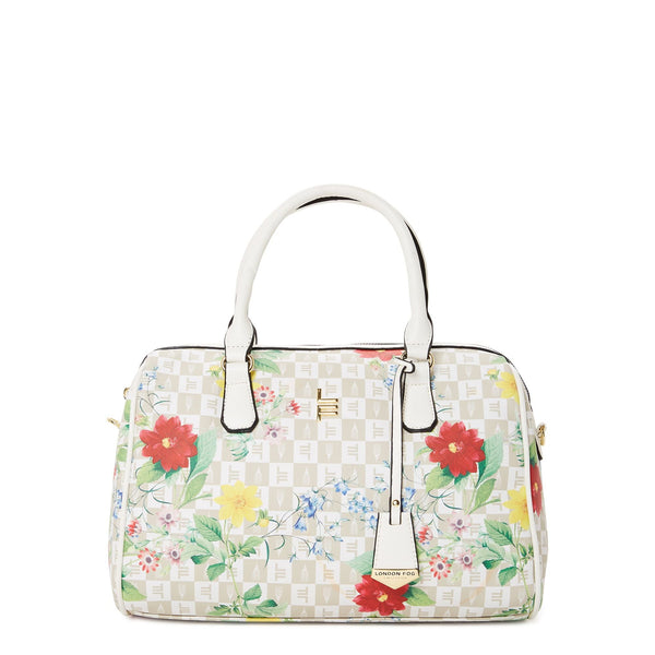 London Fog Women's Adult Calla Signature Satchel Handbag White EasyOptionXY LLC