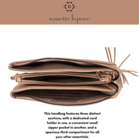 Nanette Lepore Womens Crossbody Purse Faux Leather Handbag with Wristlet Attachment Tan EasyOptionXY LLC