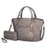 MKF Collection Darielle Vegan Leather Women's Satchel Bag with Wallet by Mia K. 2 Pieces - (Color Pewter) EasyOptionXY LLC