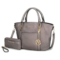 MKF Collection Darielle Vegan Leather Women's Satchel Bag with Wallet by Mia K. 2 Pieces - (Color Pewter) EasyOptionXY LLC
