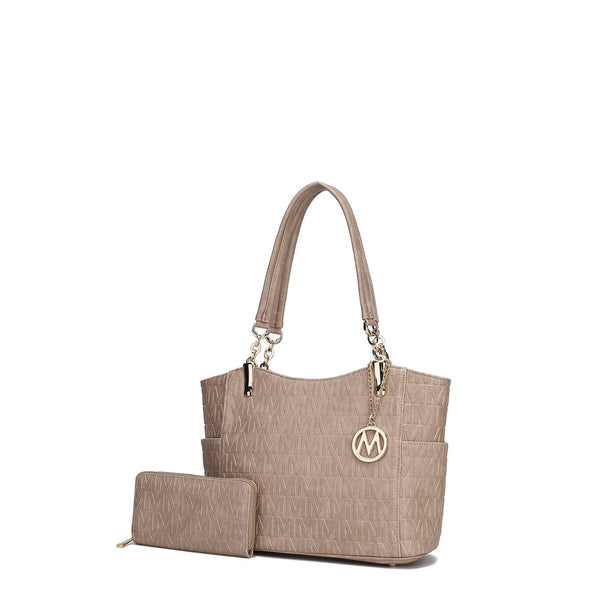 MKF Collection by Mia K. Allison Women's Tote Handbag and Wallet Set, 2-Piece, (Color Taupe) EasyOptionXY LLC