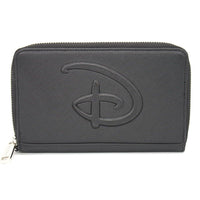 Buckle-Down Women's Disney Wallet, Rectangle Zip Around, Disney Signature D Logo Embossed, Black Vegan Leather EasyOptionXY LLC