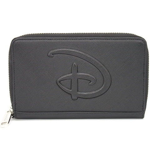 Buckle-Down Women's Disney Wallet, Rectangle Zip Around, Disney Signature D Logo Embossed, Black Vegan Leather EasyOptionXY LLC