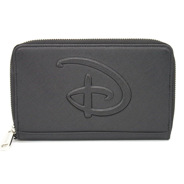 Buckle-Down Women's Disney Wallet, Rectangle Zip Around, Disney Signature D Logo Embossed, Black Vegan Leather EasyOptionXY LLC