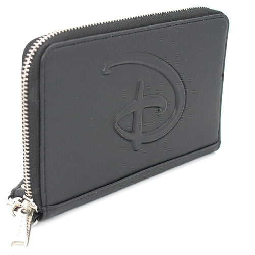 Buckle-Down Women's Disney Wallet, Rectangle Zip Around, Disney Signature D Logo Embossed, Black Vegan Leather EasyOptionXY LLC