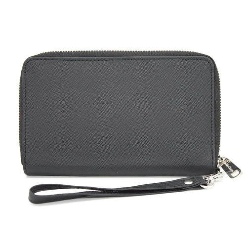 Buckle-Down Women's Disney Wallet, Rectangle Zip Around, Disney Signature D Logo Embossed, Black Vegan Leather EasyOptionXY LLC