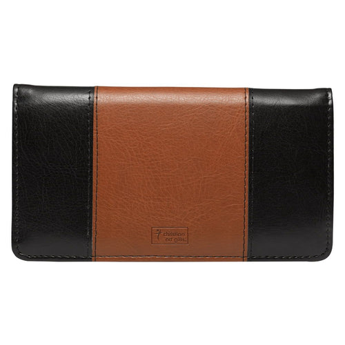 Checkbook Cover Brown/Black Strong & Courageous Josh. 1:9 EasyOptionXY LLC