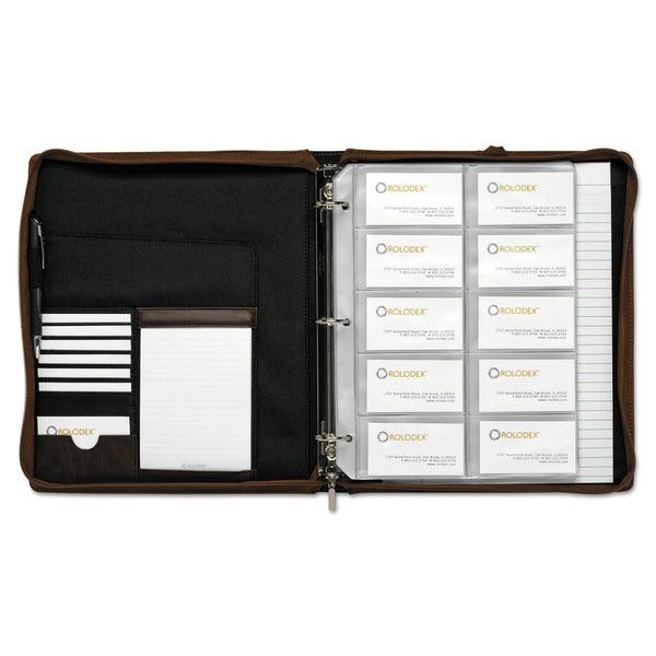 Rolodex Explorer Leather Organizer Business Card Book, 240-Card Cap., 11 x 13 1/2, Brown EasyOptionXY LLC