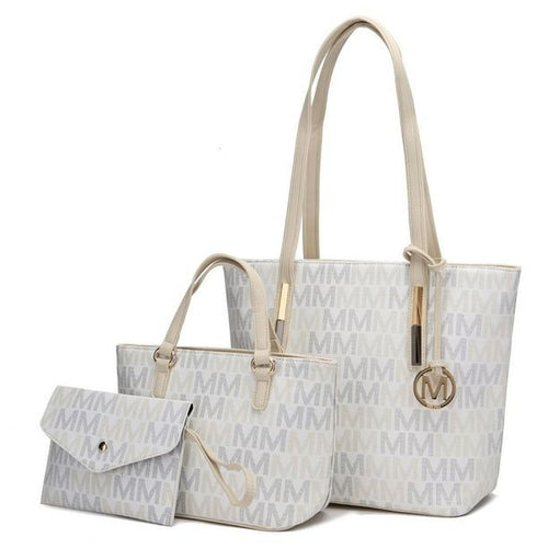 MKF Collection 3PC Aylet M Tote with Mini Handbag and Wristlet Pouch by Mia K. (Color Beige) EasyOptionXY LLC
