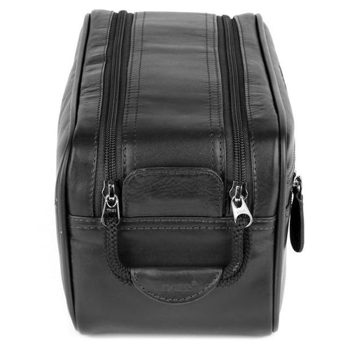 Dopp Men's First Class Seasoned Traveler Soft Sided Multi-Zip Travel Kit Leather, Black EasyOptionXY LLC