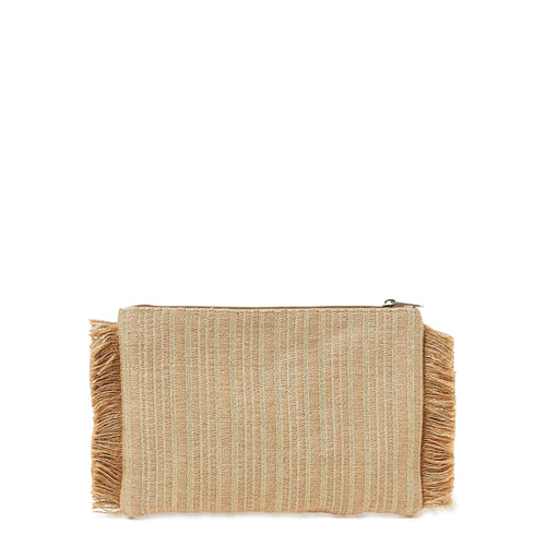 Magid Women's Striped Metallic Clutch with Seashells and Frayed Edge Trim EasyOptionXY LLC