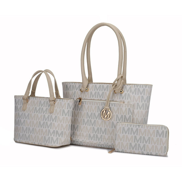 MKF Collection by Mia K. Lady M Signature Tote Sets - White EasyOptionXY LLC