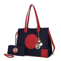 MKF Collection Louise Tote Handbag and Wallet Set by Mia k., (Color Coffee Ivory) EasyOptionXY LLC