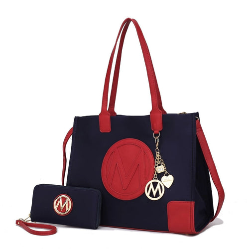 MKF Collection Louise Tote Handbag and Wallet Set by Mia k., (Color Coffee Ivory) EasyOptionXY LLC