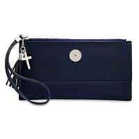 Steeltime Ladies Navy Lord's Prayer PU Leather Wristlet with Stainless Steel Cross Charm & Leather Tassel EasyOptionXY LLC