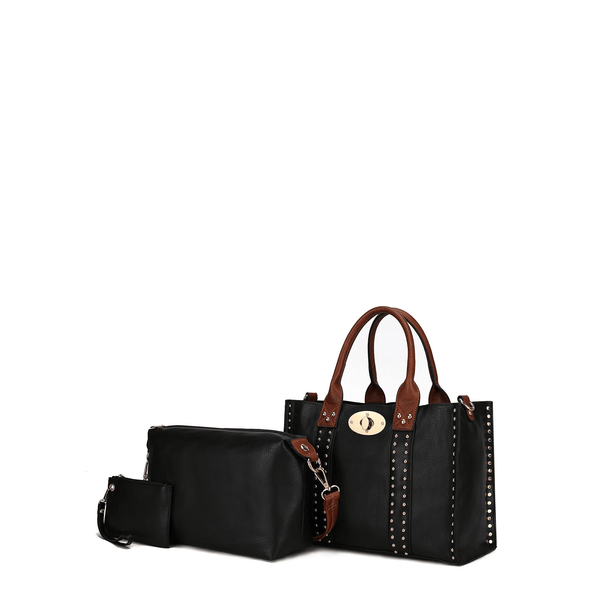 MKF Collection Women's Elissa Satchel Handbag with Pouch and Coin Purse Set, 3-Piece, Black EasyOptionXY LLC