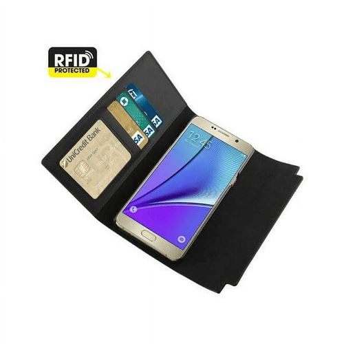 Samsung Galaxy Note 5 Genuine Leather Rfid Wallet Case And Metal Buckle Belt In Black EasyOptionXY LLC