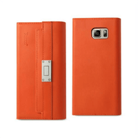 Samsung Galaxy Note 5 Genuine Leather Rfid Wallet Case And Metal Buckle Belt In Tangerine EasyOptionXY LLC