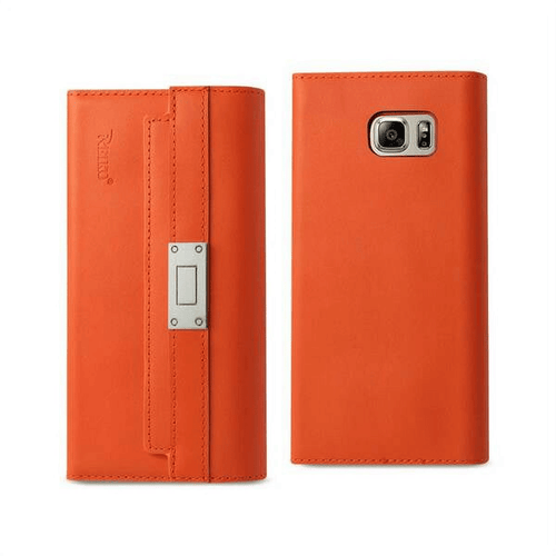 Samsung Galaxy Note 5 Genuine Leather Rfid Wallet Case And Metal Buckle Belt In Tangerine EasyOptionXY LLC