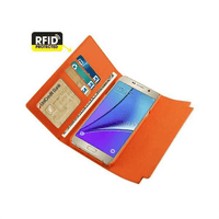 Samsung Galaxy Note 5 Genuine Leather Rfid Wallet Case And Metal Buckle Belt In Tangerine EasyOptionXY LLC