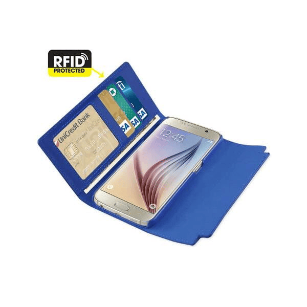 Samsung Galaxy S6 Genuine Leather Rfid Wallet Case And Metal Buckle Belt In Ultramarine EasyOptionXY LLC