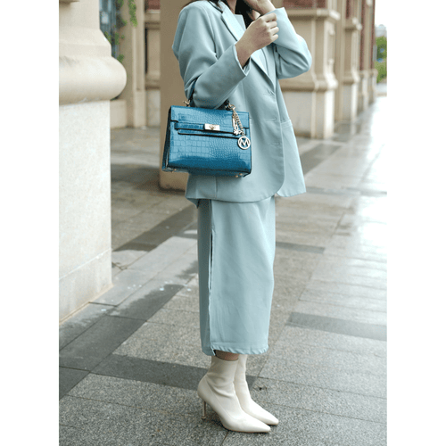 MKF Collection Naomi Vegan Crocodile Leather Women's Satchel by Mia K (Color Teal) EasyOptionXY LLC