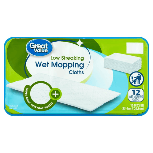Great Value Low Streaking Wet Mopping Cloths, 12 Count EasyOptionXY LLC