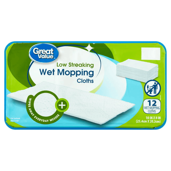 Great Value Low Streaking Wet Mopping Cloths, 12 Count EasyOptionXY LLC