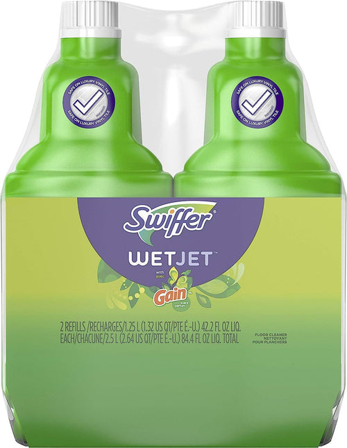 Swiffer WetJet Multi-Purpose and Hardwood Liquid Floor Cleaner Solution Refill, with Gain Scent (2 count, 42.2 fl oz each) EasyOptionXY LLC