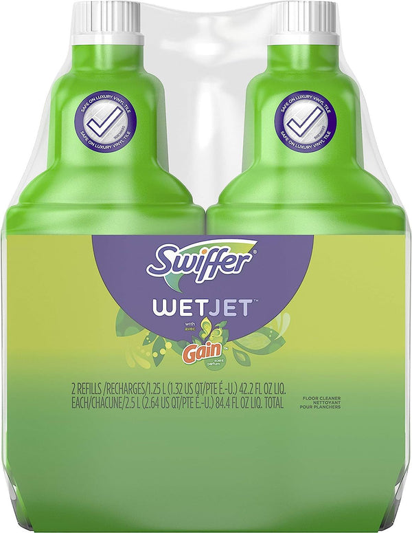 Swiffer WetJet Multi-Purpose and Hardwood Liquid Floor Cleaner Solution Refill, with Gain Scent (2 count, 42.2 fl oz each) EasyOptionXY LLC