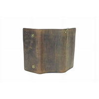 Men's RFID Signal Blocking Tri-Fold Trucker's Wallet in Distressed Brown Genuine Leather with Antique Brass Color Chain EasyOptionXY LLC