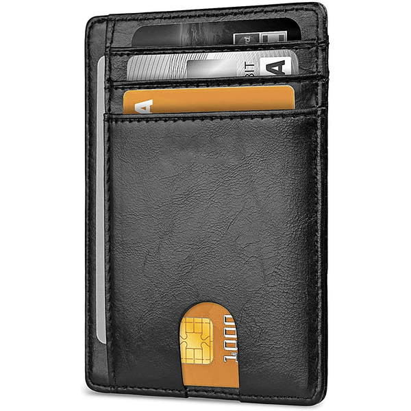Surlong Slim Wallet for Mens Money Clip Card Cases Genuine Leather Wallets Front Pocket RFID Blocking Card Holder Minimalist, Black EasyOptionXY LLC