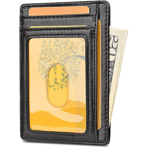 Surlong Slim Wallet for Mens Money Clip Card Cases Genuine Leather Wallets Front Pocket RFID Blocking Card Holder Minimalist, Black EasyOptionXY LLC