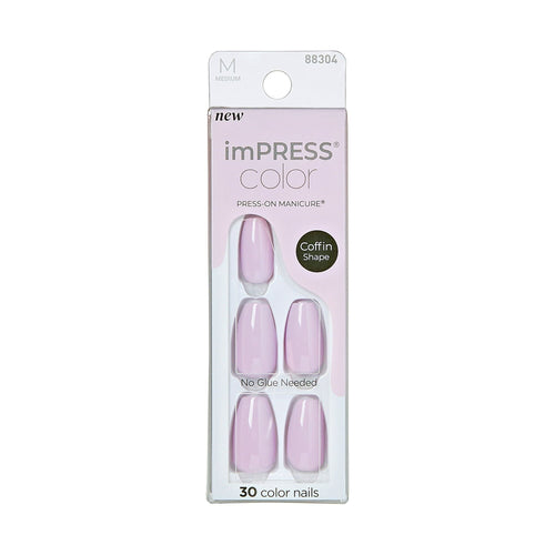 KISS imPRESS Color Long-Lasting Medium Coffin Press-On Nails, Solid White, 30 Pieces EasyOptionXY LLC