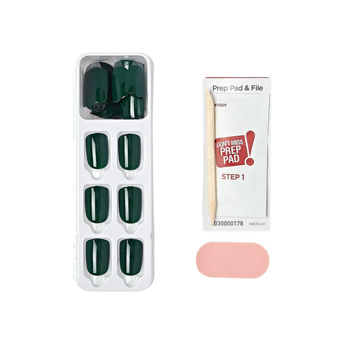 KISS imPRESS 'Emeralds' Color Press-On Nails, Green, Short Length, Square Shape, 33 Ct. EasyOptionXY LLC