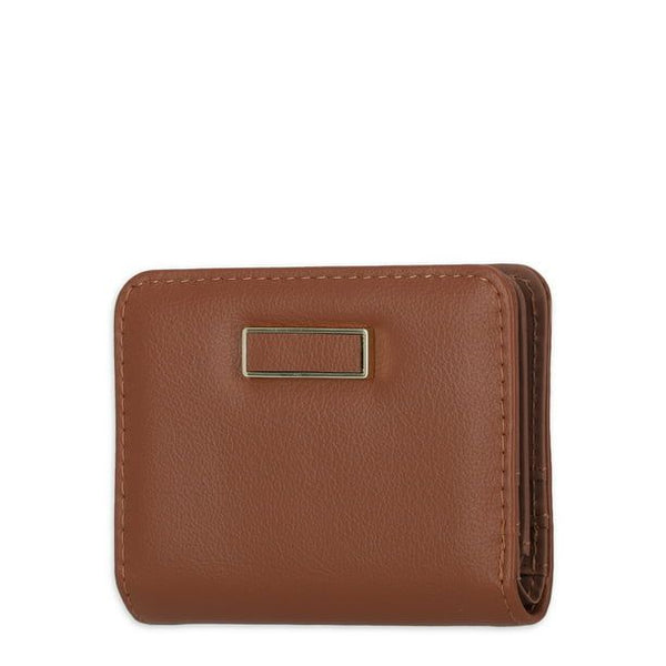 Time and Tru Women's Sharon Two Fold Wallet Vinyl Solid Brown EasyOptionXY LLC