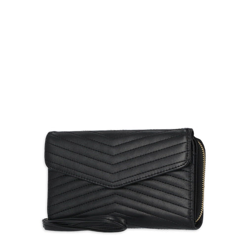 Time and Tru Women's Ainsley Bulk Clutch Wallet Vinyl Solid Black EasyOptionXY LLC