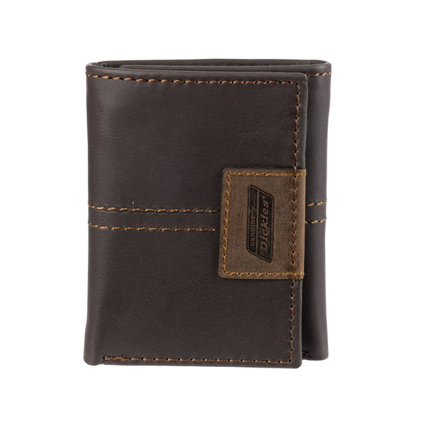 Genuine Dickies Men's Leather Trifold Wallet with Zipper EasyOptionXY LLC