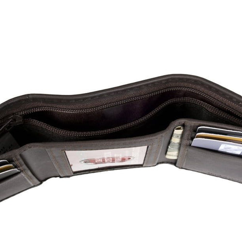 Genuine Dickies Men's Leather Trifold Wallet with Zipper EasyOptionXY LLC
