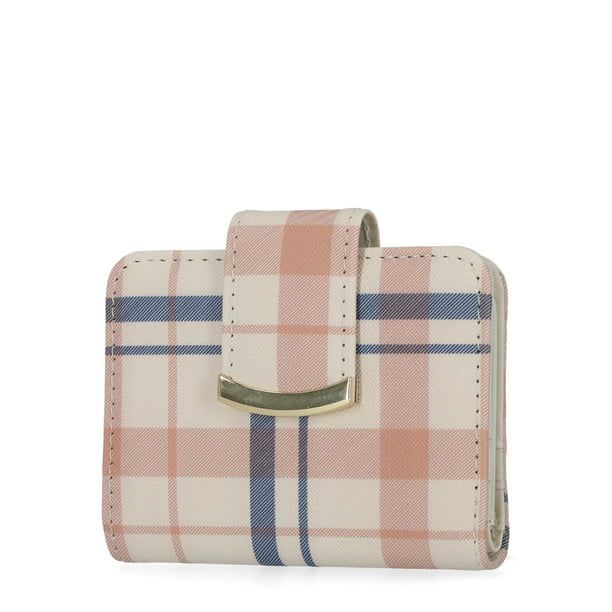 Time and Tru Women's Sharon Two fold Wallet Vinyl Plaid Print EasyOptionXY LLC