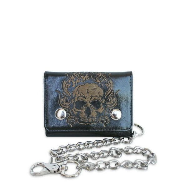 No Boundaries Men's Trifold Chain Skull Wallet Black EasyOptionXY LLC