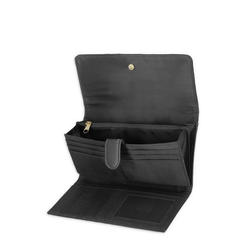 Time and Tru Women's Piper File Master Wallet Vinyl Solid Black EasyOptionXY LLC