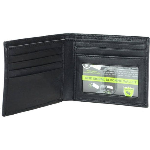 Montauk Leather Club Men's RFID Signal Blocking Genuine Leather Bi-Fold Wallet with Gift Box EasyOptionXY LLC