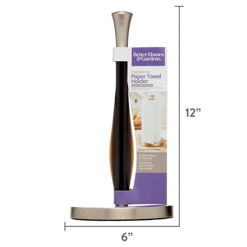Better Homes & Gardens Free-Standing Paper Towel Holder with Weighted Non-Slip Base, 14 Inch, Nickel EasyOptionXY LLC