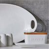 Better Homes & Gardens- White and Acacia Wood Porcelain Embossed Butter Dish EasyOptionXY LLC