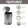 Better Homes & Gardens 1.3 Gallon Trash Can, Oval Bathroom Trash Can, Stainless Steel EasyOptionXY LLC