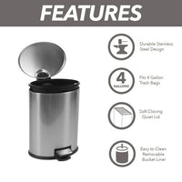 Better Homes & Gardens 1.3 Gallon Trash Can, Oval Bathroom Trash Can, Stainless Steel EasyOptionXY LLC